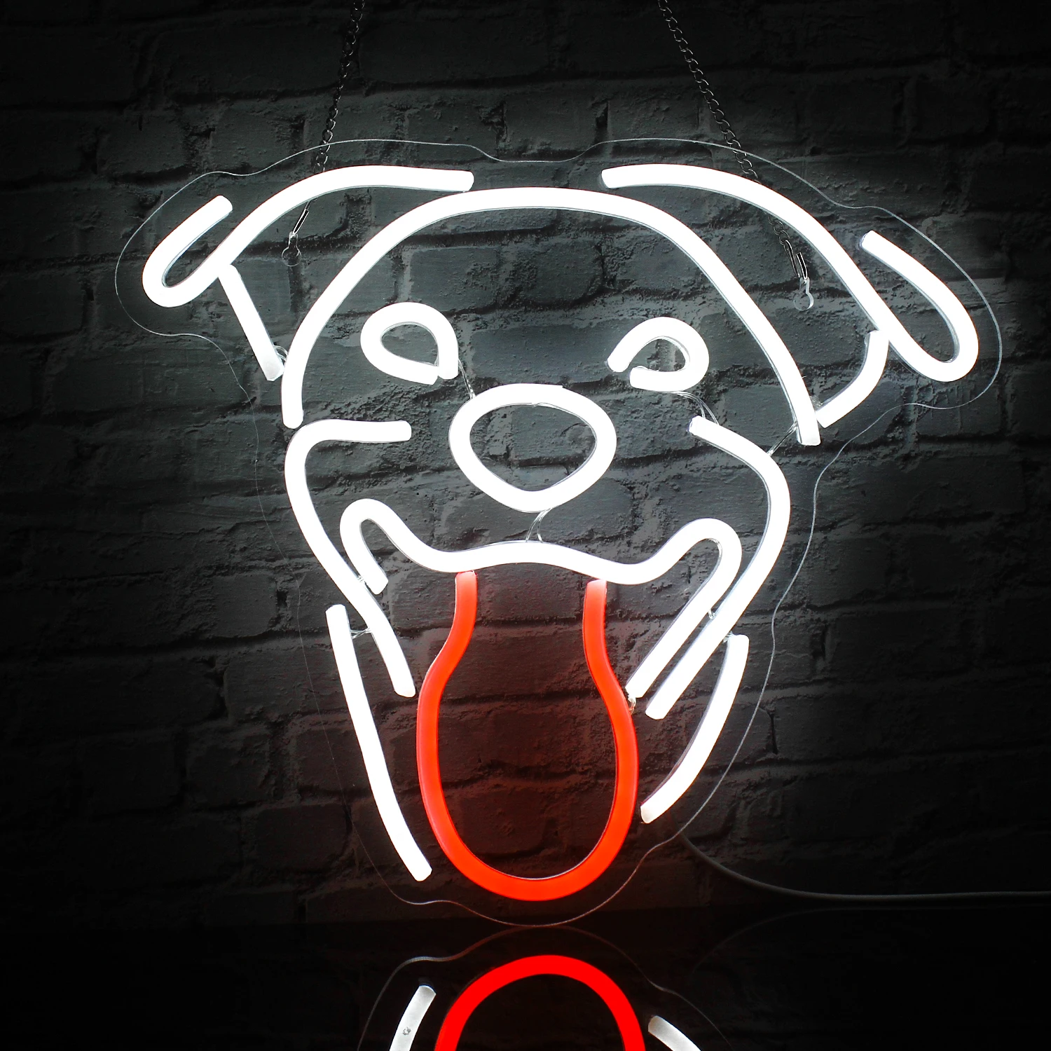 Cut Dog Neon Led Sign Wall Decor Puppy White Red LED Lights USB Powered Signs For Pet Shop Business Light Kids Room Decoration