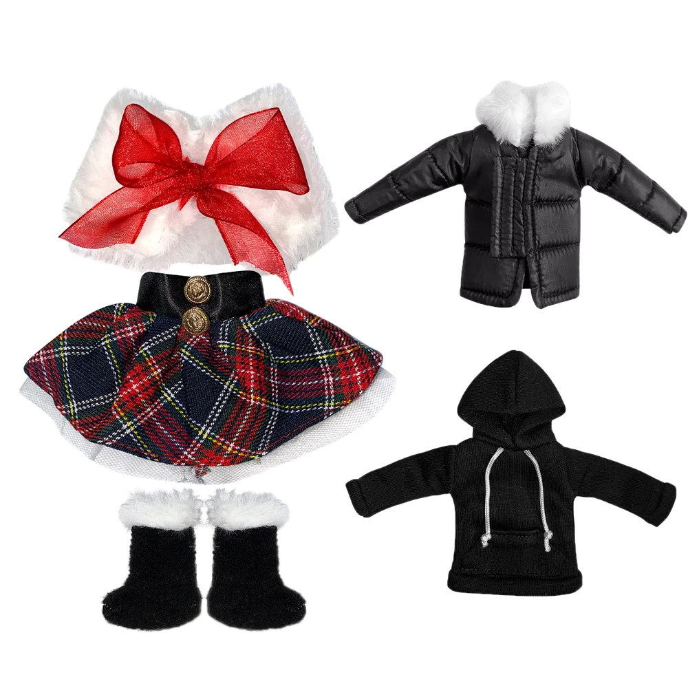 

Christmas Elf Doll Clothes 3Pcs Butterfly Skirt Hoodie Down Jacket Lalafanfan Kawaii Accessories Toys Birthday Presents