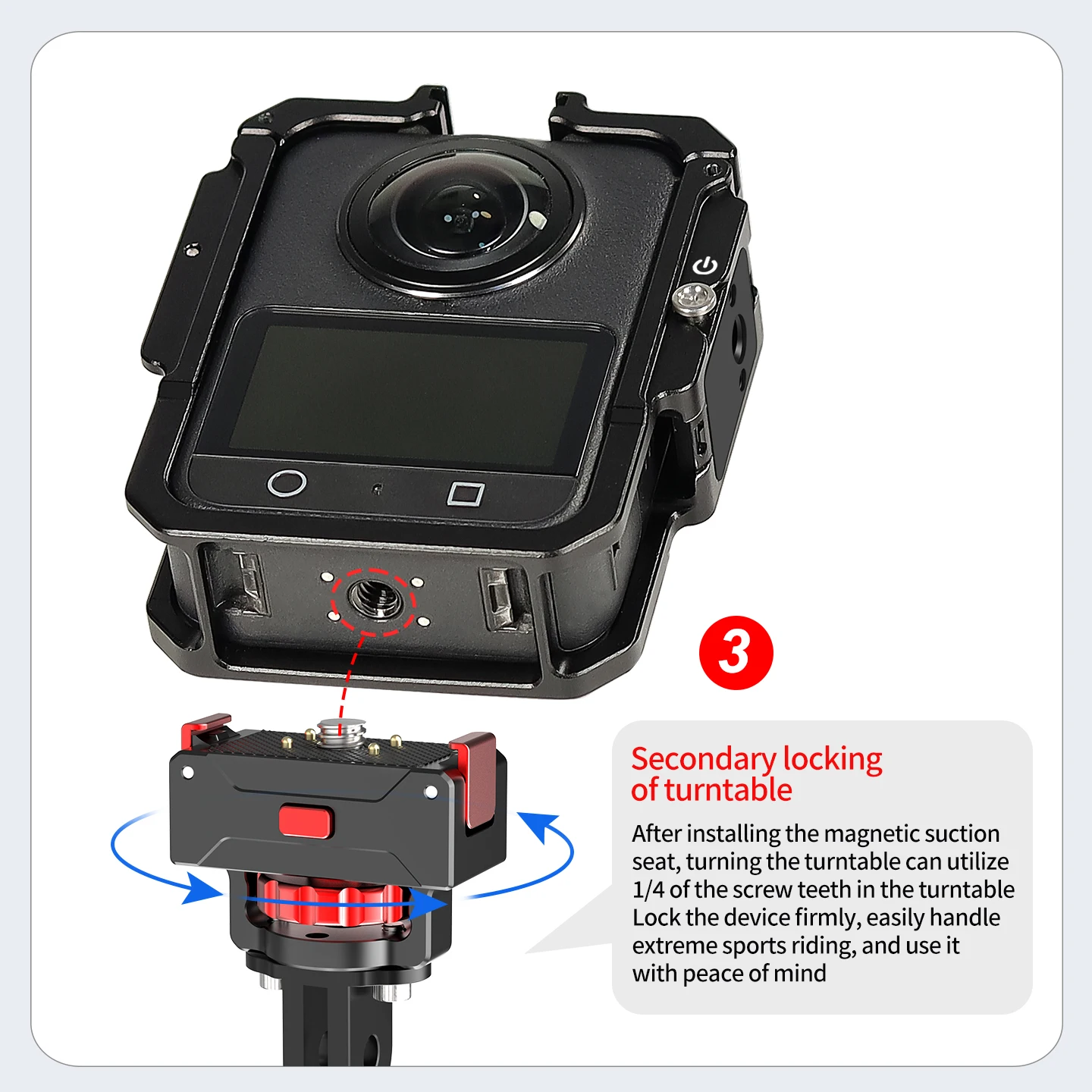 Für DJI OSMO360 Kamera-Käfig Aluminium-Schutzrahmen Magnetische Klemmhalterung Schnellverschluss-Ladehalterung – Detail 21