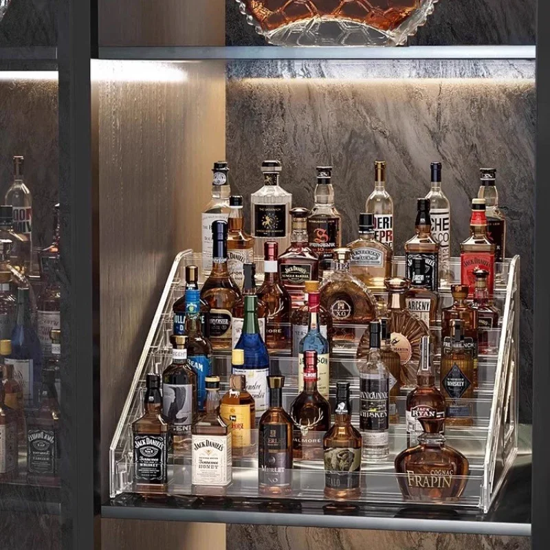 Mini Ladder Style Small Liquor Rack Acrylic Showcase Imported Display Rack Liquor Cabinet Layered Collection Bar Furniture