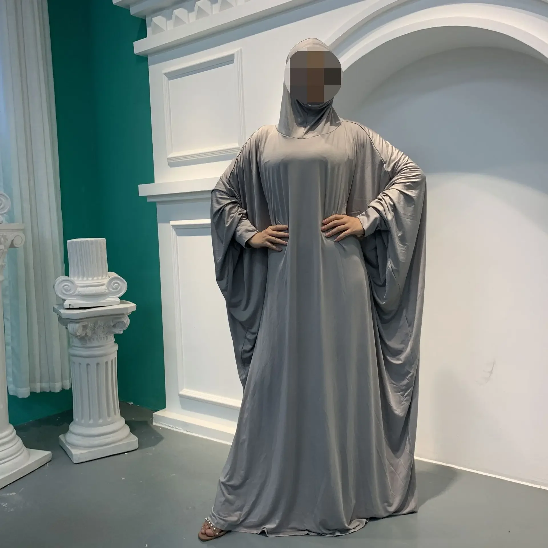 Ramadan Eid One Piece Jilbab Hooded Muslim Women Prayer Dress Abaya Dubai Long Khimar Full Cover Abayas Islamic Clothes Niqab