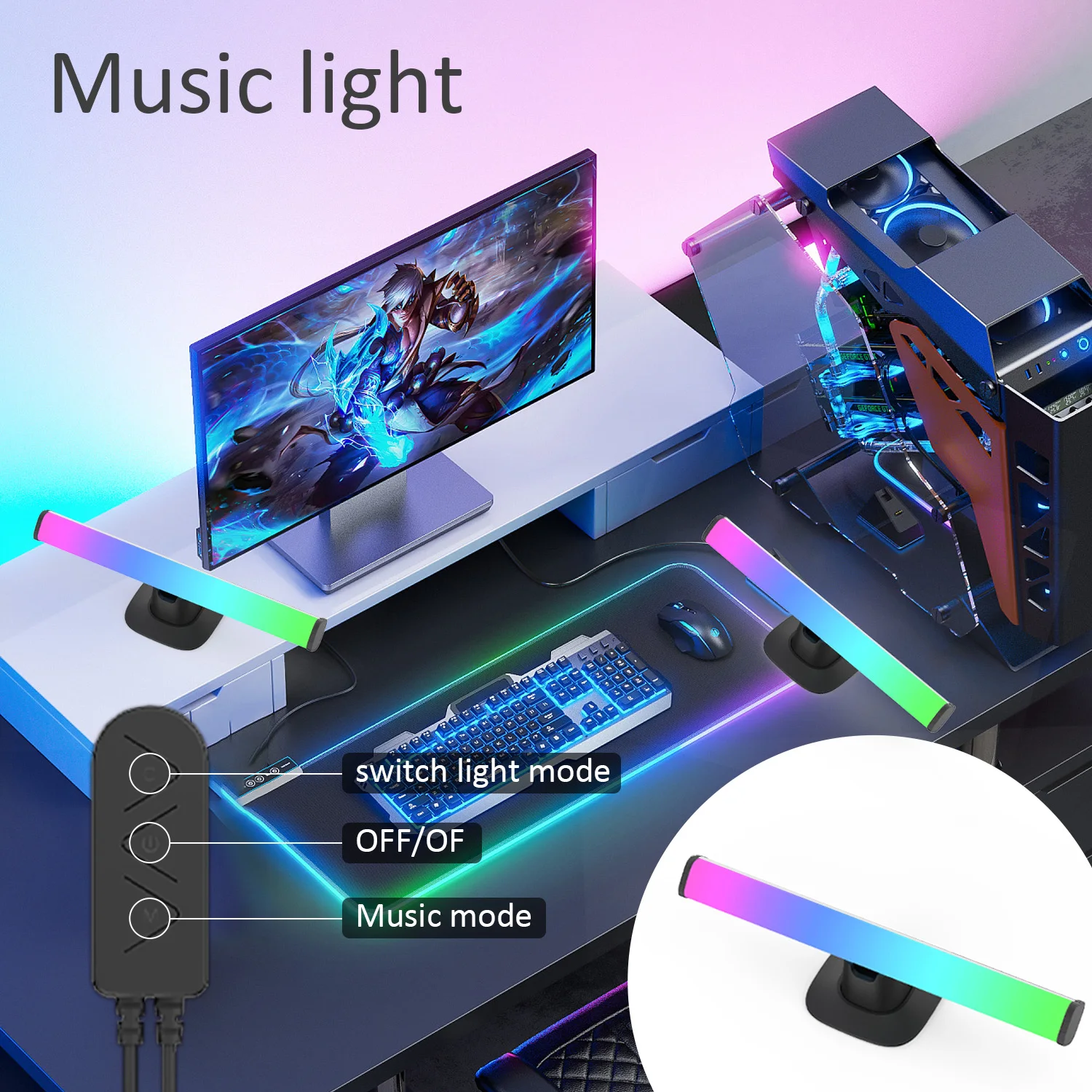LED 투야 와이파이 다채로운 장식 책상, e-스포츠 게임 바 픽업 리듬 램프, 크로스 보더 라이브 방송 분위기 테이블 램프