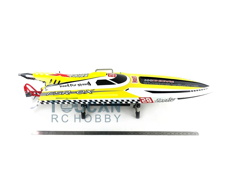 DT RC Boat G30H ARTR 54" 30CC Engine Gasoline Fiber Glass RC Racing Boat Water cooling Rudder Propeller Yellow Model Toy TH02683 2