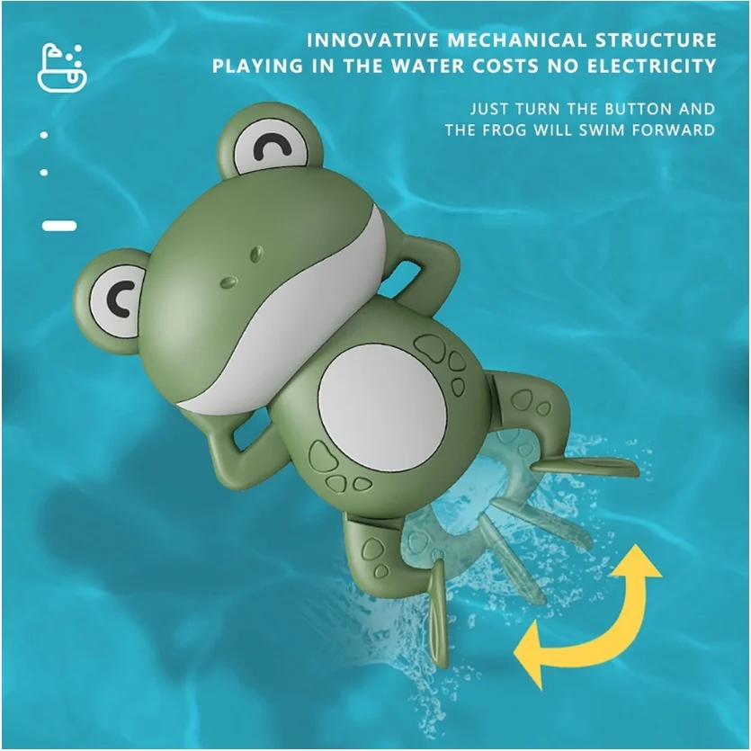 Baby bath toys, small frog wind-up toys that can swim in water 5