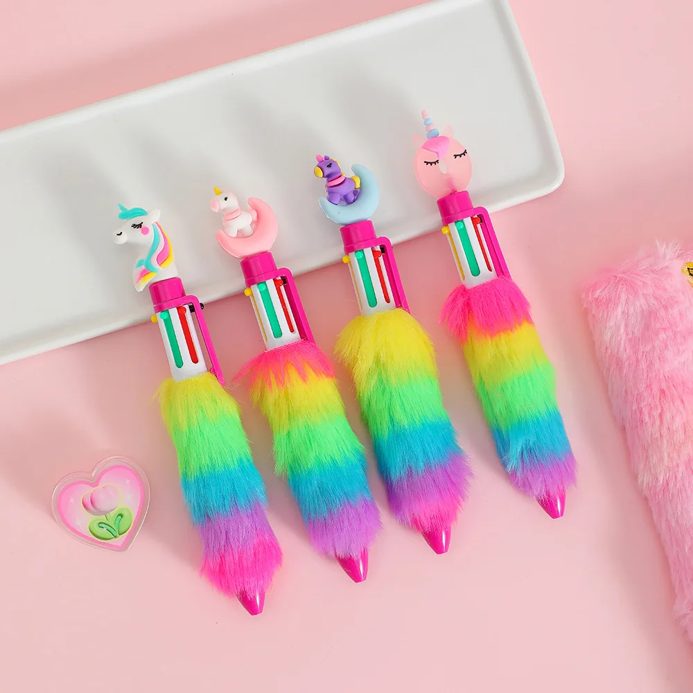 Kawaii Cartoon Mond Plüsch Einhorn 6-Farben-Gelstift Student Love Multifunktionsmarker 0,05 mm Kugelschreiber Kinder Festival Belohnungsgeschenke – Detail 8