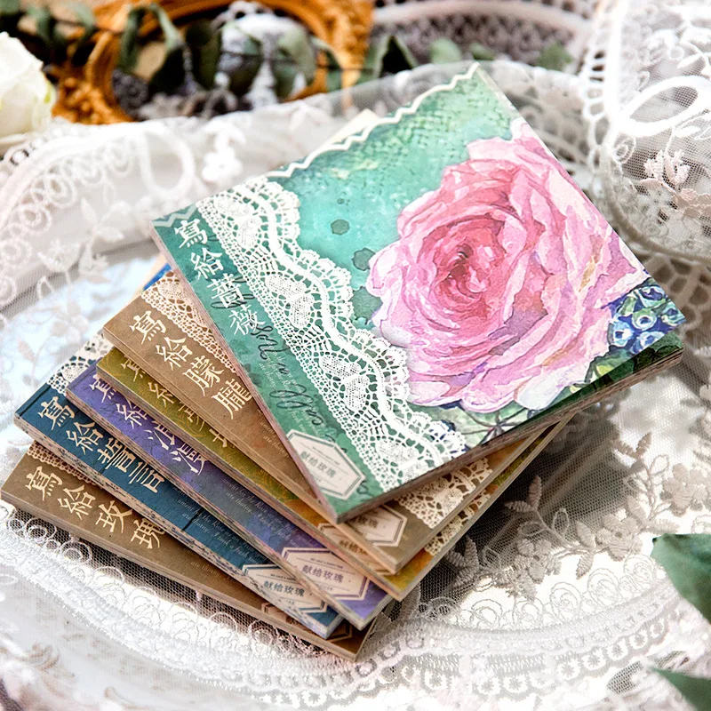 

20sets/lot Memo Pads Material Paper Dedicated to Rose DIY Scrapbooking Cards Junk Journal Retro Background Decoration Paper