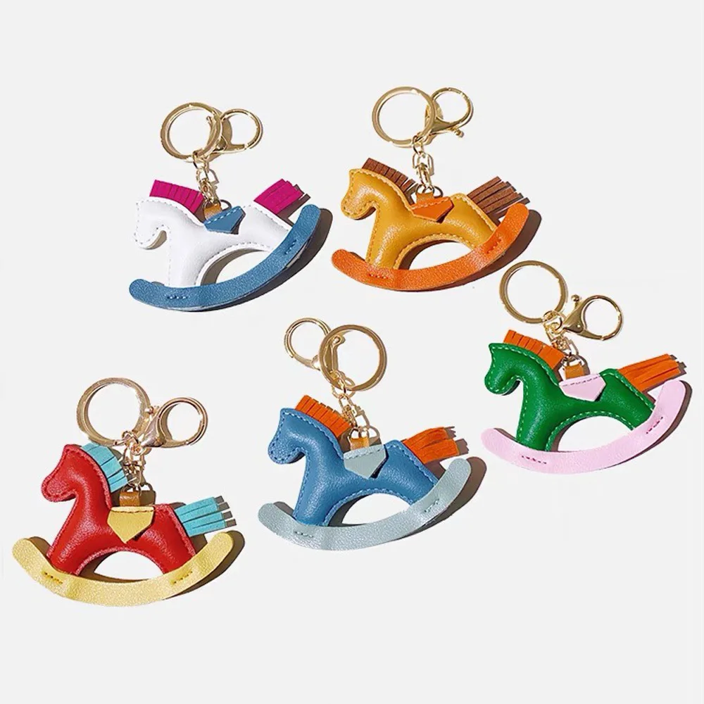 Whimsical Horse Keychain with Leather Tassel – Delightful Accessory