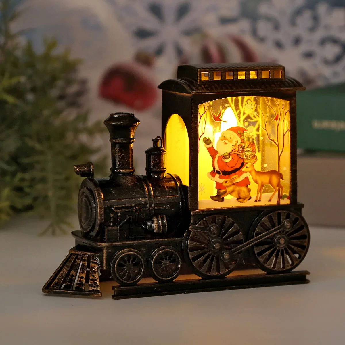 LED Night Lights Vintage Portable Train Lamp Christmas Eve Decoration Outdoor Hanging Lanterns Christmas Festive Party Decor
