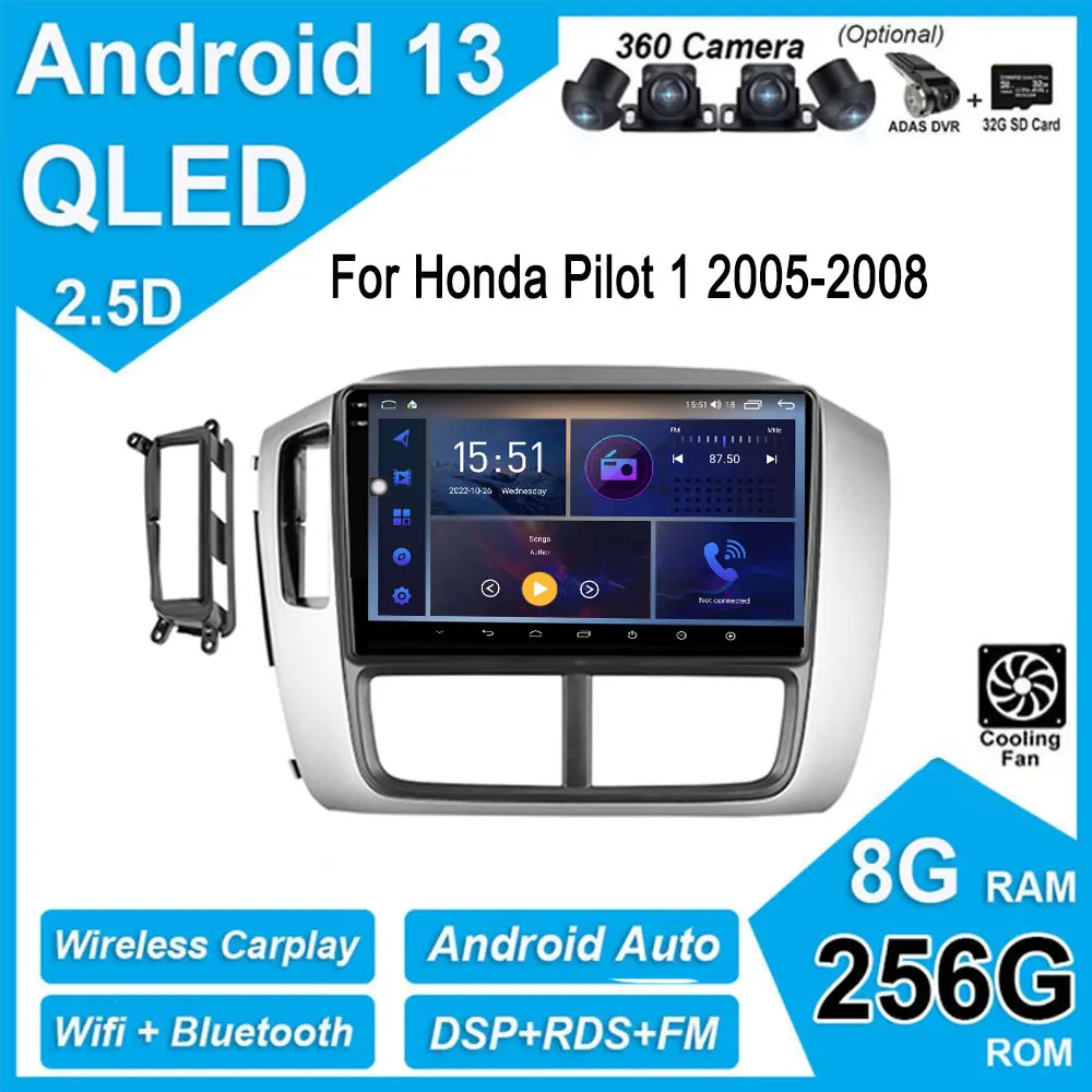 

9 Inch For Honda Pilot 1 2005-2008 Android 13 Car Radio Multimedia Player Navigation GPS Carplay 4G WIFI Stereo Screen Auto