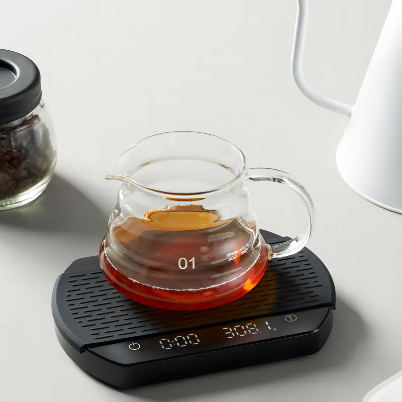 Home coffee scale, high-precision 0.1g electronic scale with timer, kitchen scale for food baking and weighing