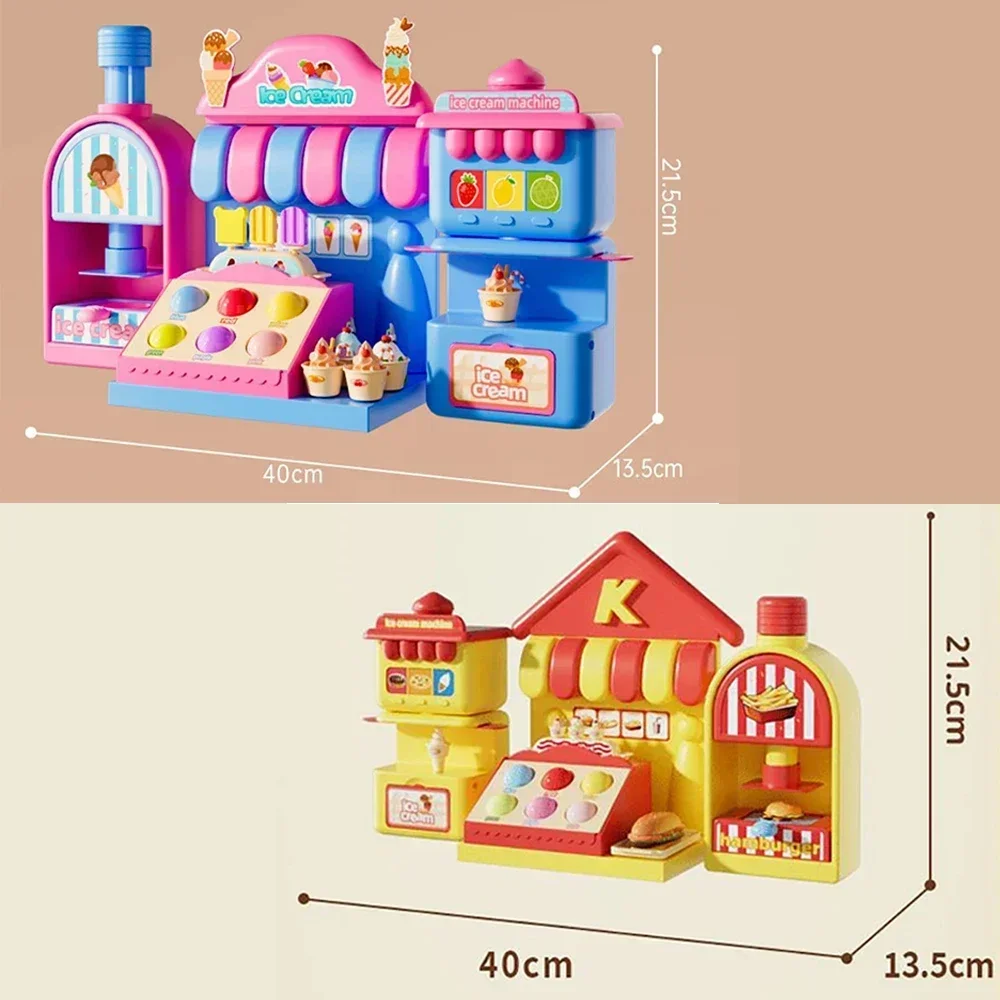 Kids Plasticine Machine Toys DIY Colored Clay Ice Cream Pretend Play Game Simulation Make Hamburger Creative Toy Slime Kit Gifts 6