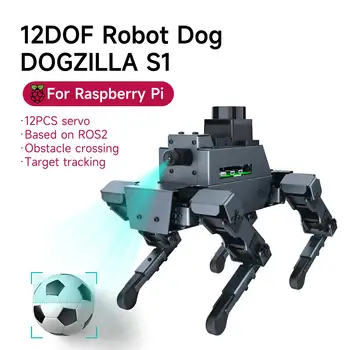 12DOF Quadrupede Bionic AI Modello di Grande Cane Robot ROS2 per Raspberry Pi 5 Corpo in Lega di Alluminio Supporto per Telecamera HD Programmazione Python