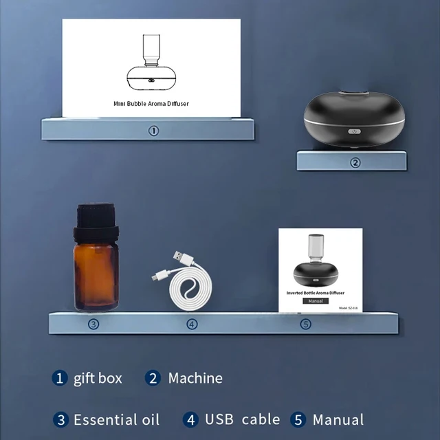 Auto Essential Oil Diffuser Room Fragrance Electric Aromatic Oasis Usb Aroma Diffuser Spraying Mini  Air Freshener Device Office 6