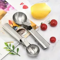 1pc Premium Stainless Steel Ice Cream Scoop with Trigger Watermelon Dessert Scoop Perfect for Frozen Yogurt Gelatos Sundaes 5