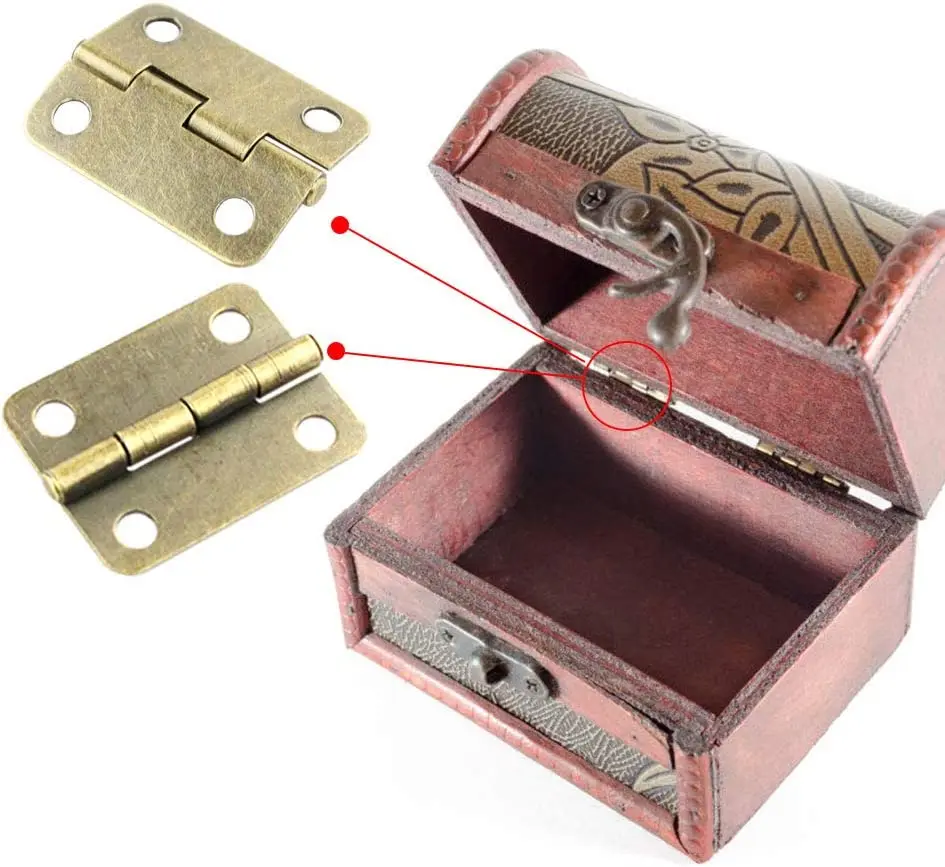 4Pcs 레트로 작은 상자 경첩 및 2 세트 골동품 오른쪽 래치 후크 Hasp 나무 보석 상자 Hasp 캐치 장식 캐비닛 상자