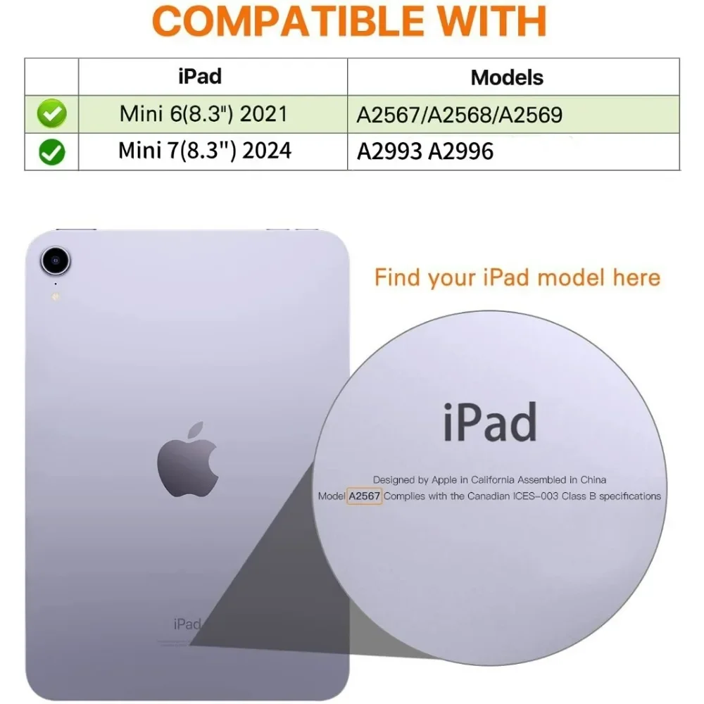 Premium Magnetic Tri-Folding PU Leather Tablet Cover - 8.3 Inch
