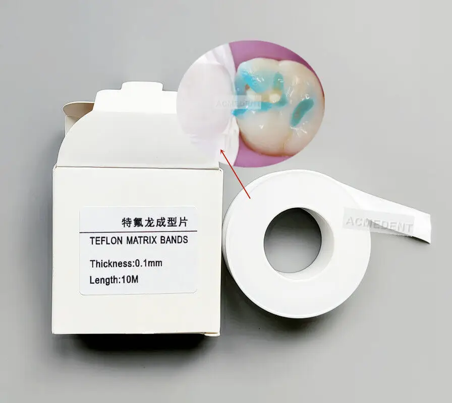 5Box Dental Teflon Matrix Bands Ptft White Universal Matrici System White 0.1Mm