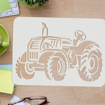 Large Farm Tractor Stencil 3
