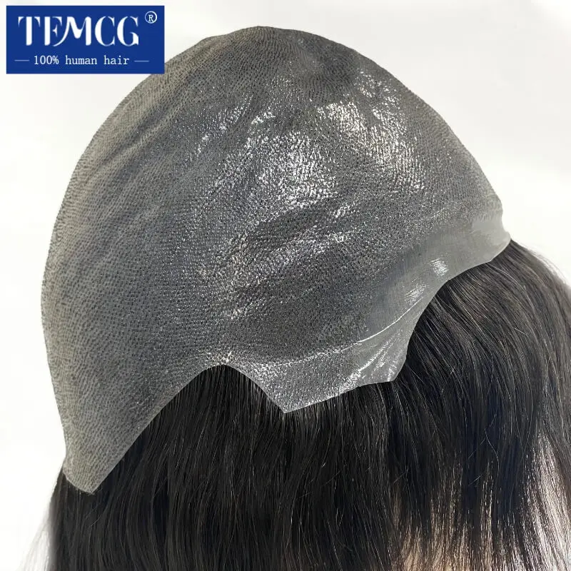 Parrucche per capelli umani con base annodata in PU completa per le donne 6 "14" Parrucca corta per capelli umani durevoli per le donne Parrucca piena per donna in PU per capelli umani al 100% - immagine 5