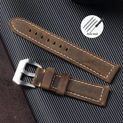 Premium Genuine Leather Watch Strap - Horse & Cowhide Blend, Unisex, Multiple Sizes - 26mm (DarkBrown)