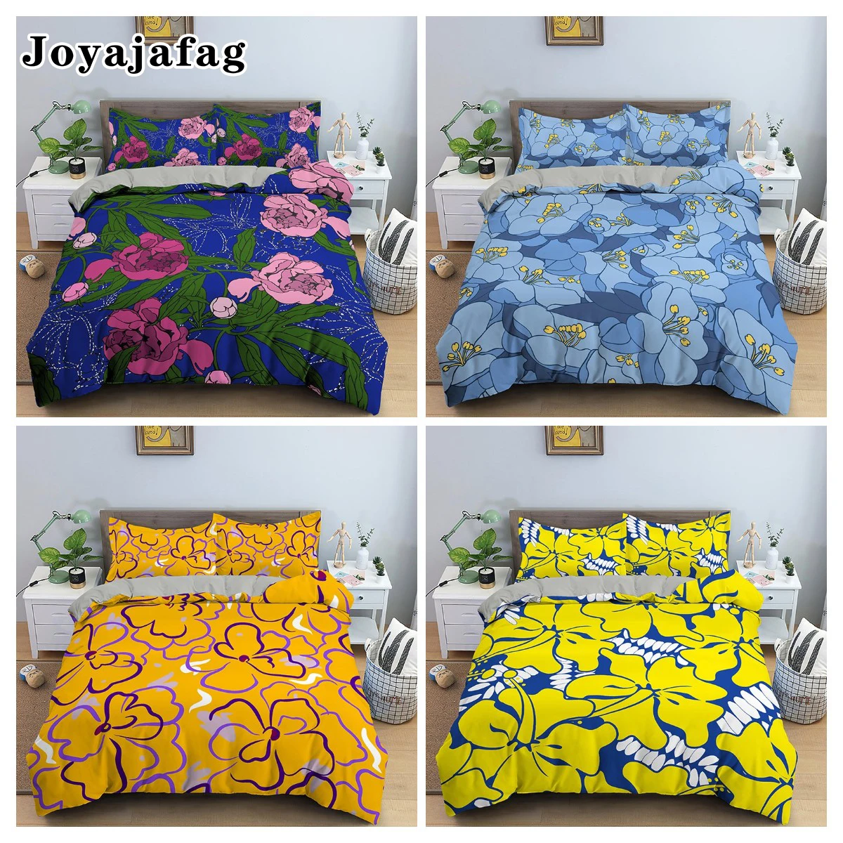 

Flowers Print Bedding Set 3D Fashion Simple Quilt Cover PIllowcase Single Double King Queen Size Duvet Cover Set