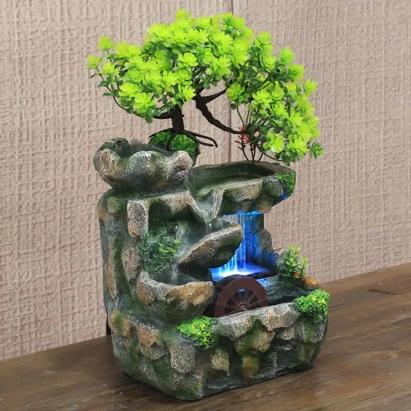 Fontaine intérieure, Fontaine de table, Usb Bureau Fontaine d'eau Ornement  Artisanat Rockery Fontaine d'eau pour la décoration de bureau à domicile  Intérieur Zen Gar