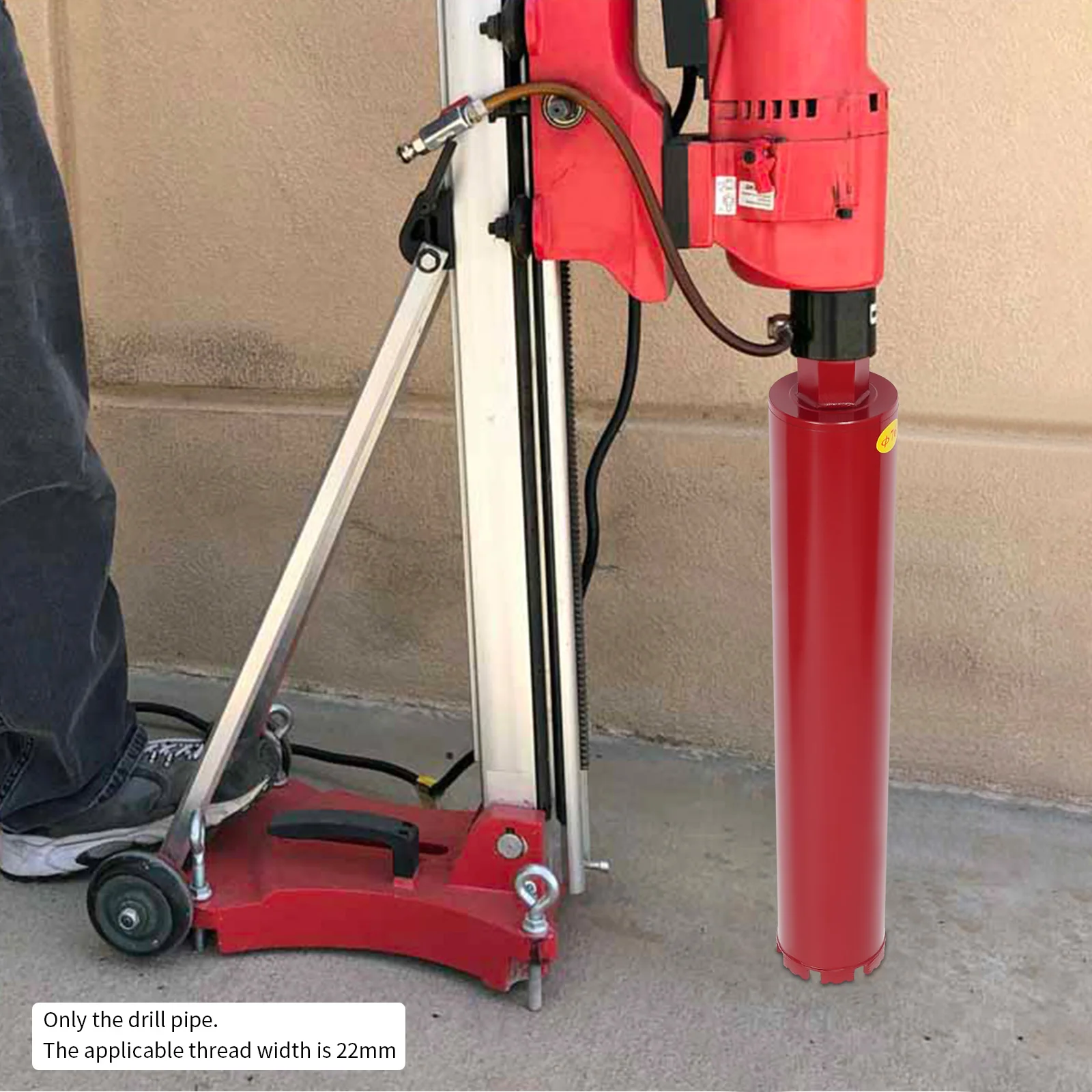 Core Drill Bit M22 63mm/76mm/112mm Reinforced Concrete Drill Pipe Red for Hood Installation, Electrical Box Installation