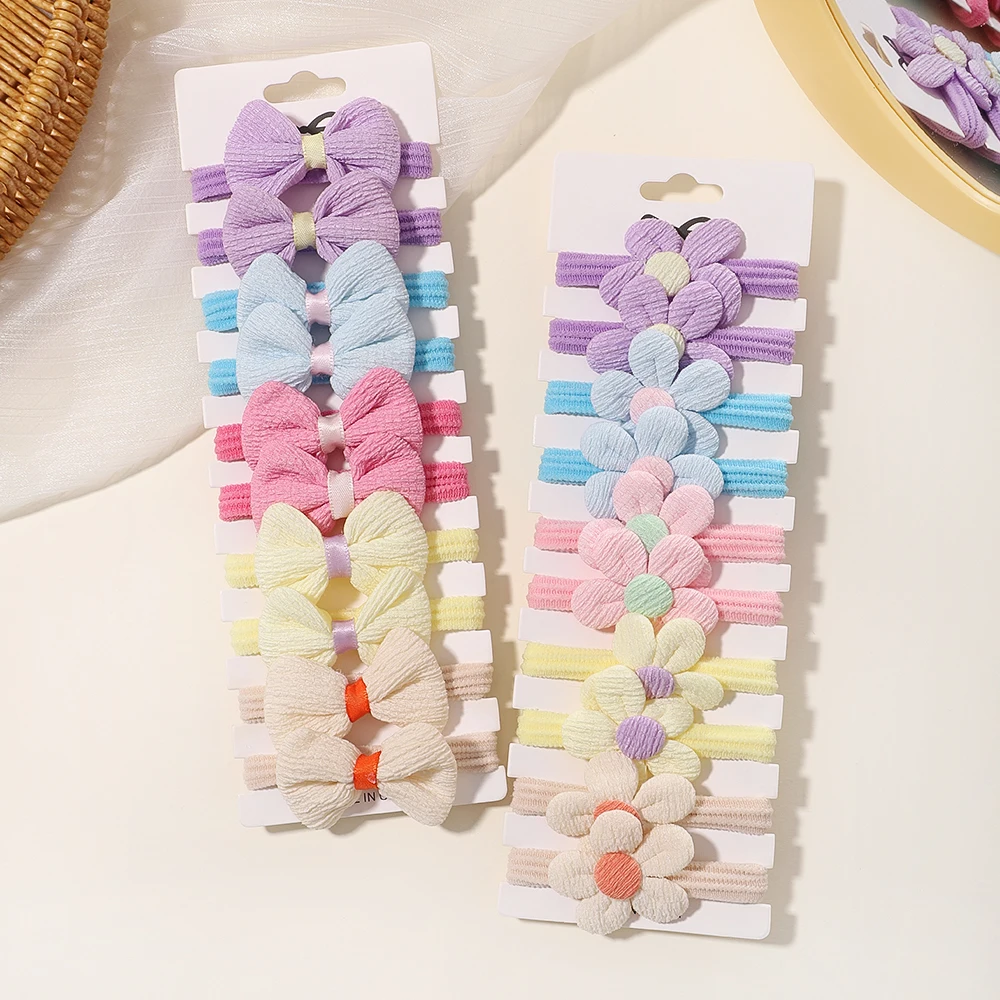 10Pcs Baby Girls Soft Bow Hair Ring Rope Elastic Hair Rubber Bands Hair Accessories for Kids Hair Tie Ponytail Holder Headdress