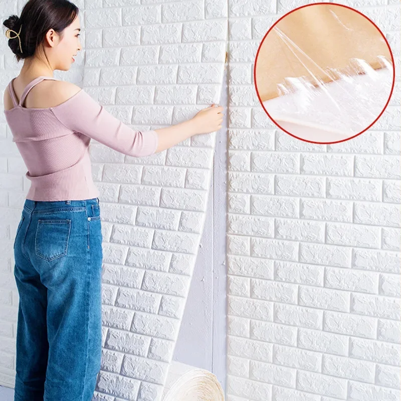 3D Self-adhesive Wallpaper Stickers 3M Brick Wall Stickers Home Decor for Walls DIY Bedroom Papel De Parede 3/5/10 M wall stickers self adhesive wallpaper peel and stick paper