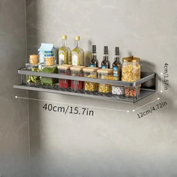 Multifunctional Wall-Mounted Kitchen Spice and Utensil Storage Rack (40cm gun gray)