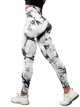 3 Piece Workout Leggings Sets for Women High Waisted Tie Dye Gym Scrunch Butt Lifting Seamless Yoga Leggings Athletic Pants 6