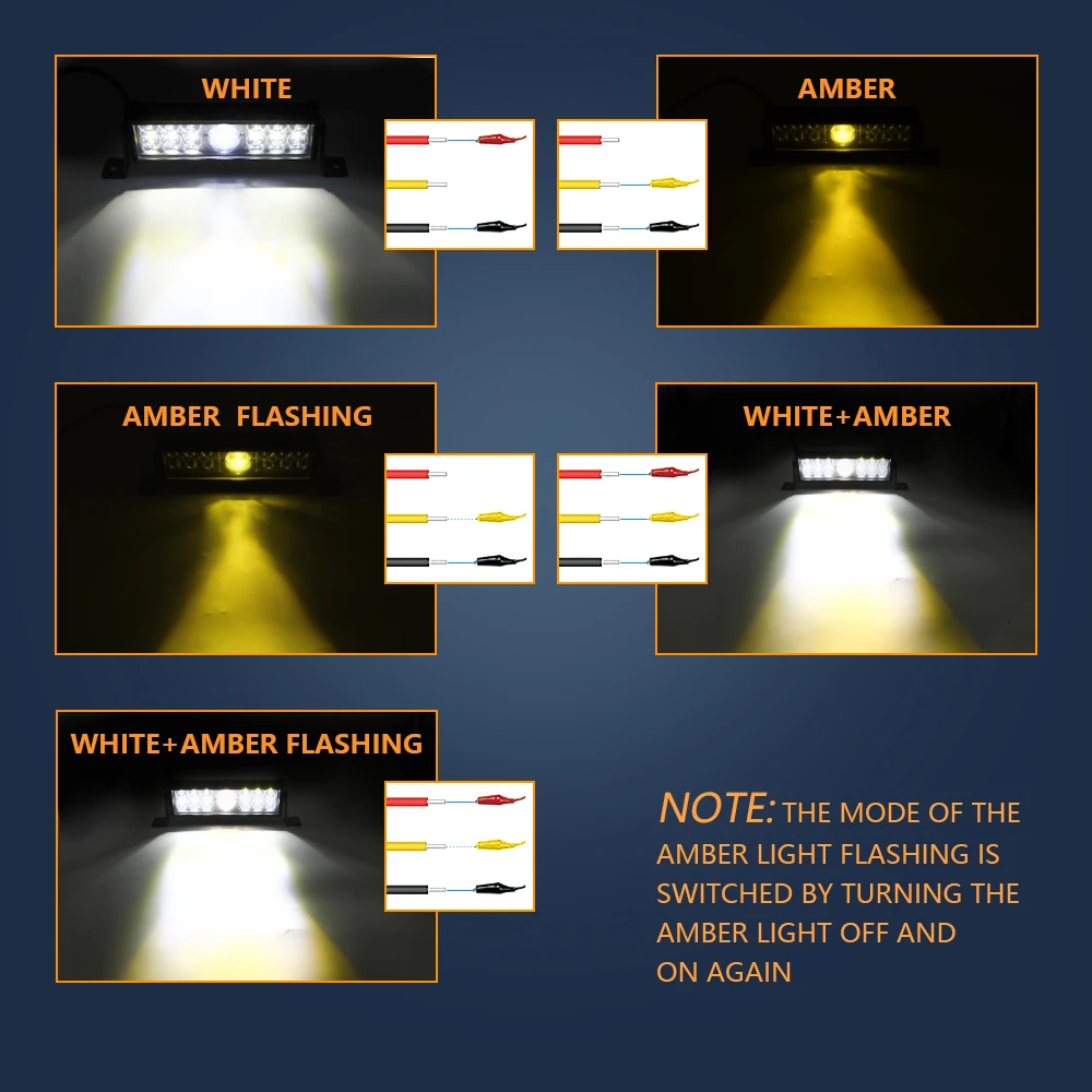 Auto LED Spotlights Work Light Bar White Yellow Flash 120w for Off Road 12V 24V