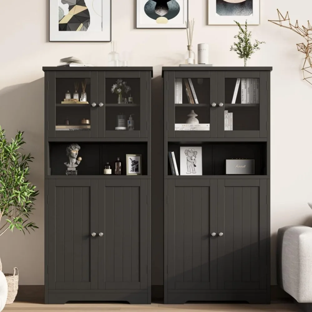 Bathroom Cabinets.Bathroom Cabinet, Bathroom Floor Cabinet with Open Shelf, Large Display Cabinet with Doors, Kitchen Cupboard
