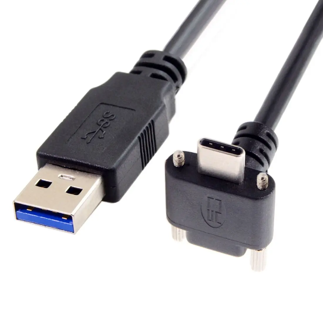 

Chenyang Down Up Angled USB 3.1 Type-C Dual Screw Locking to Standard USB3.0 Data Cable 90 Degree for Camera