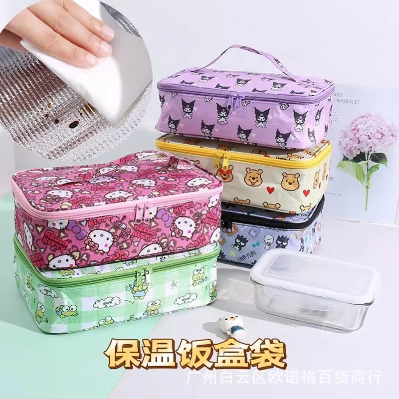 Sanrio thermal insulation lunch bag cartoon Melody Kawaii Kitty aluminum  foil thickened large cold-keeping outdoor picnic bag - AliExpress