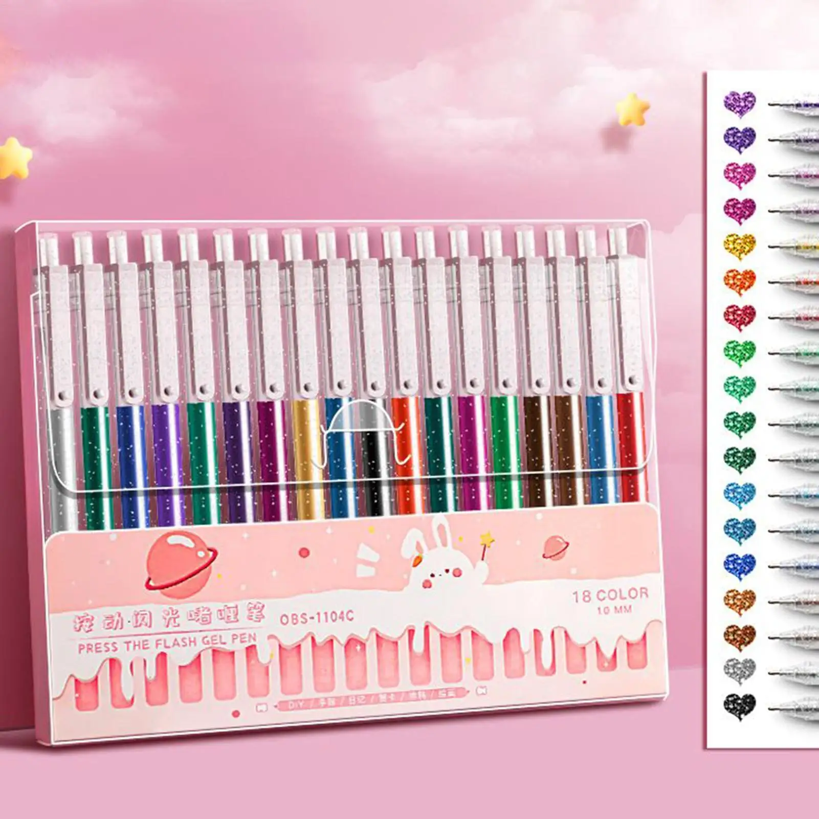 Glitter Pens Glitter Pens For Smooth Writing Fade-Resistant Bleed-Proof Art Stationery Retractable Supplies For Teens Students