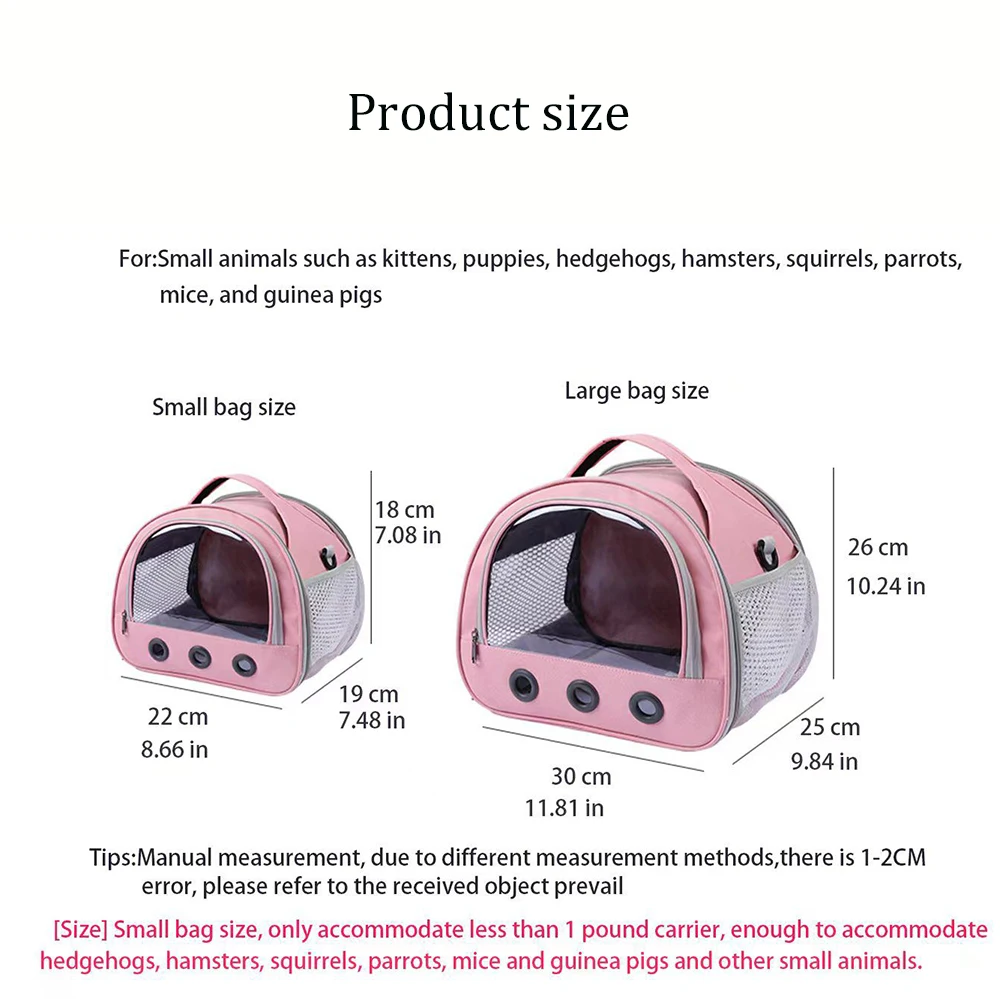 Pet carrier bag Portable Small Animal Carrier Bag for Guinea Pig Hamster Hedgehog Parrots Rat and Other Small Animals