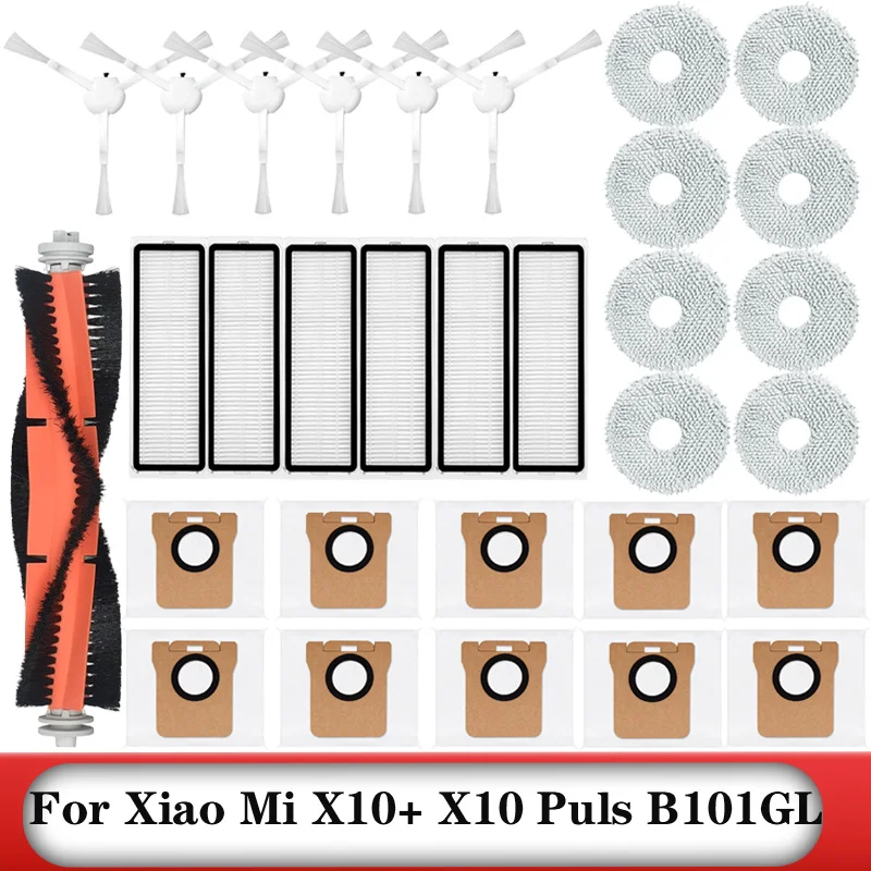 For Xiaomi Robot Vacuum X10+ X10 Plus B101GL Spare Parts Accessories Main Side Brush Hepa Filter Dust Bag Rag Mop Stand Dust Box robot vacuum accessories