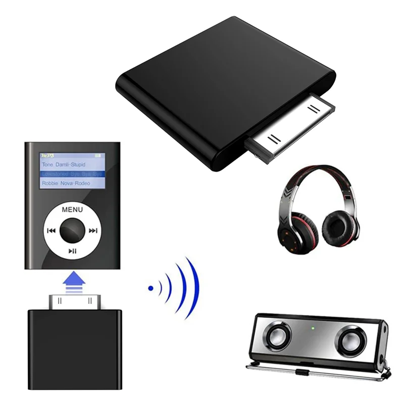 Bluetooth Audio Transmitter 30 Pin Wireless Stereo Audio Adapter Bluetooth Dongle NND for IPod Classic IPod Nano Touch