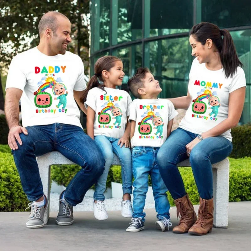 

Personalized Family Gift Birthday T Shirt Custom Name Short Sleeve T Shirts Boys Children Kids Clothes Daddy Mommy Party Outfits