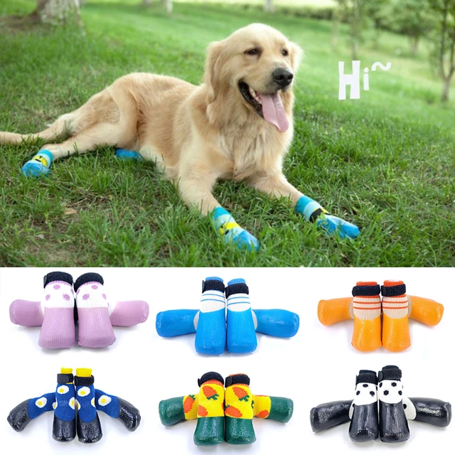 4 pz/set calzini in cotone di gomma per animali domestici calzini caldi per  cani impermeabili