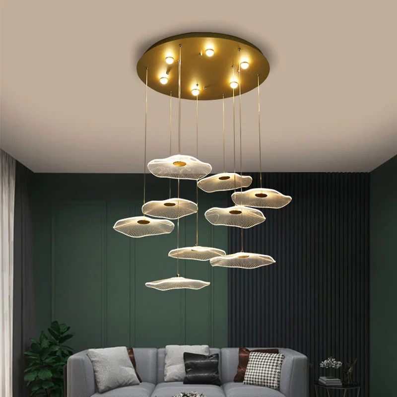 

Nordic Lotus Flower Chandelier Indoor Lighting Modern Hanging Light For Bedroom Hotel Lobby Villa Stair Staircase Pendant Lights