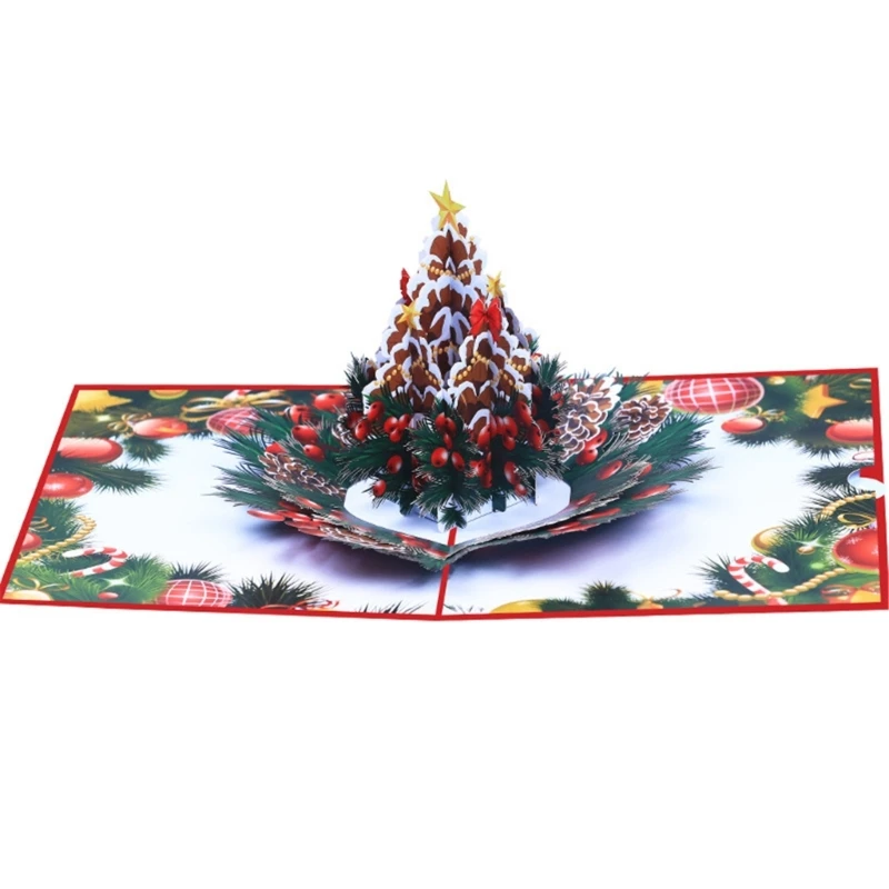 Christmas Theme Pinecones 3D Greeting Card Handmade Festives Postcard Decoration