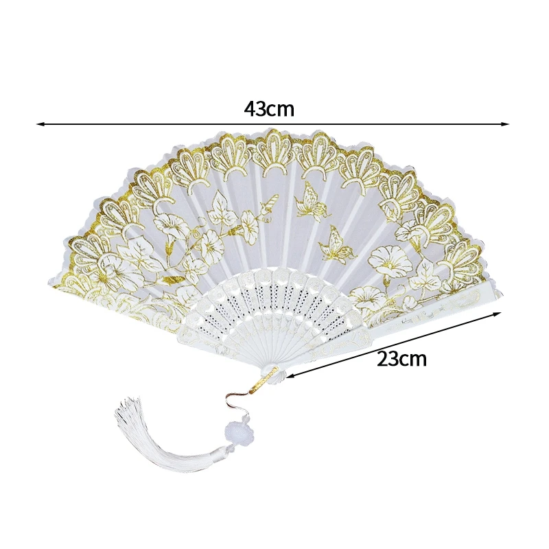 Silk Chinese Fan Folding Hand Held Silk Bamboo Pri... - Vicedeal