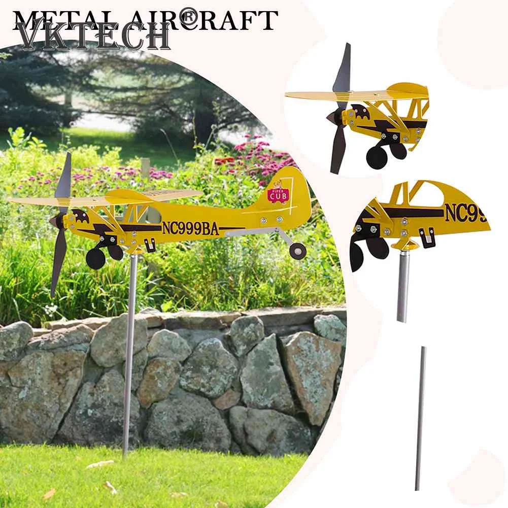 3D Plane Garden Weather Vane Plug for Outdoor Garden, garden art decor,windmill toys,garden windmill