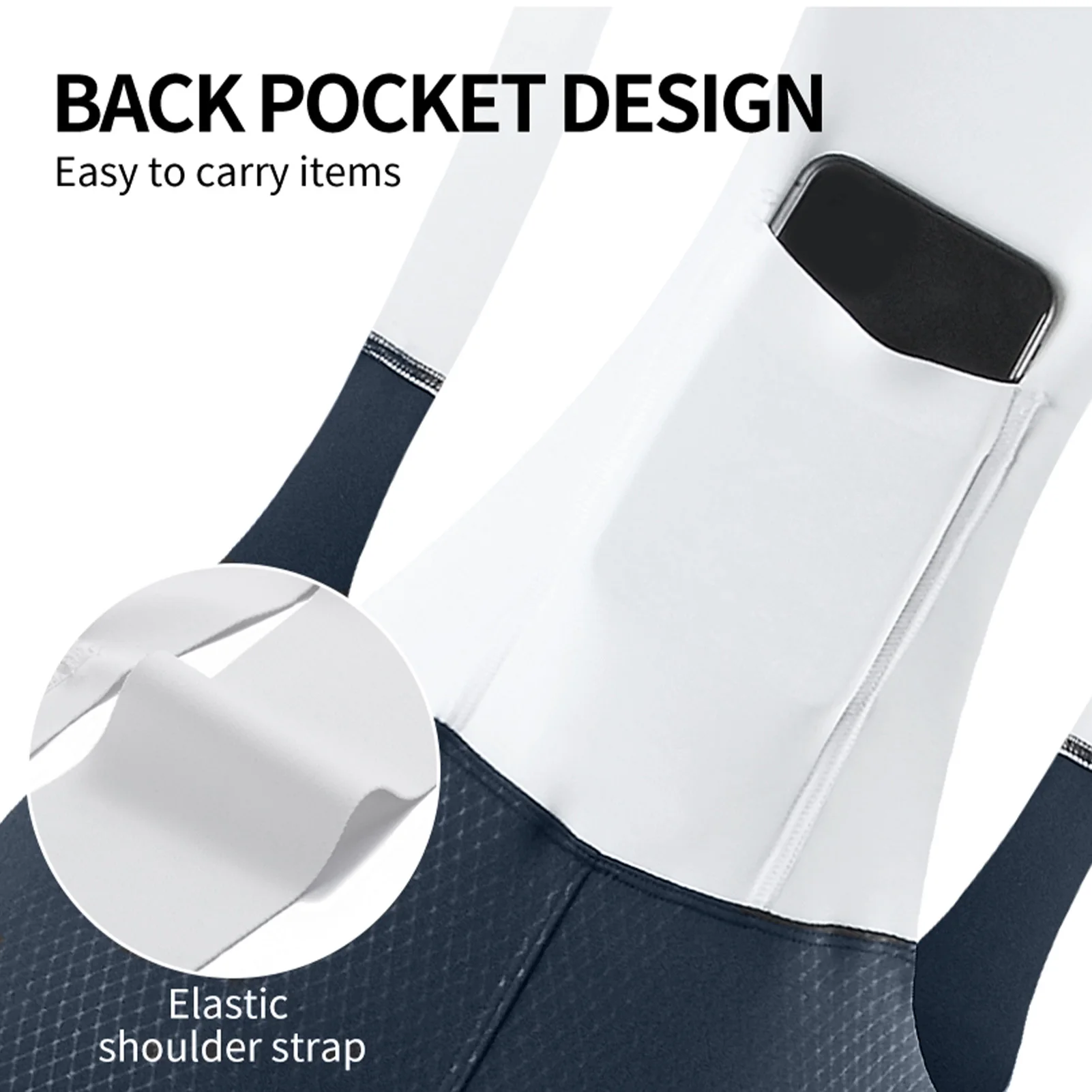 Men's Cycling Bib Pants High-Density Padded Bike Long Legging with Back Pocket Riding Bib Tights for Road and Gravel Biking