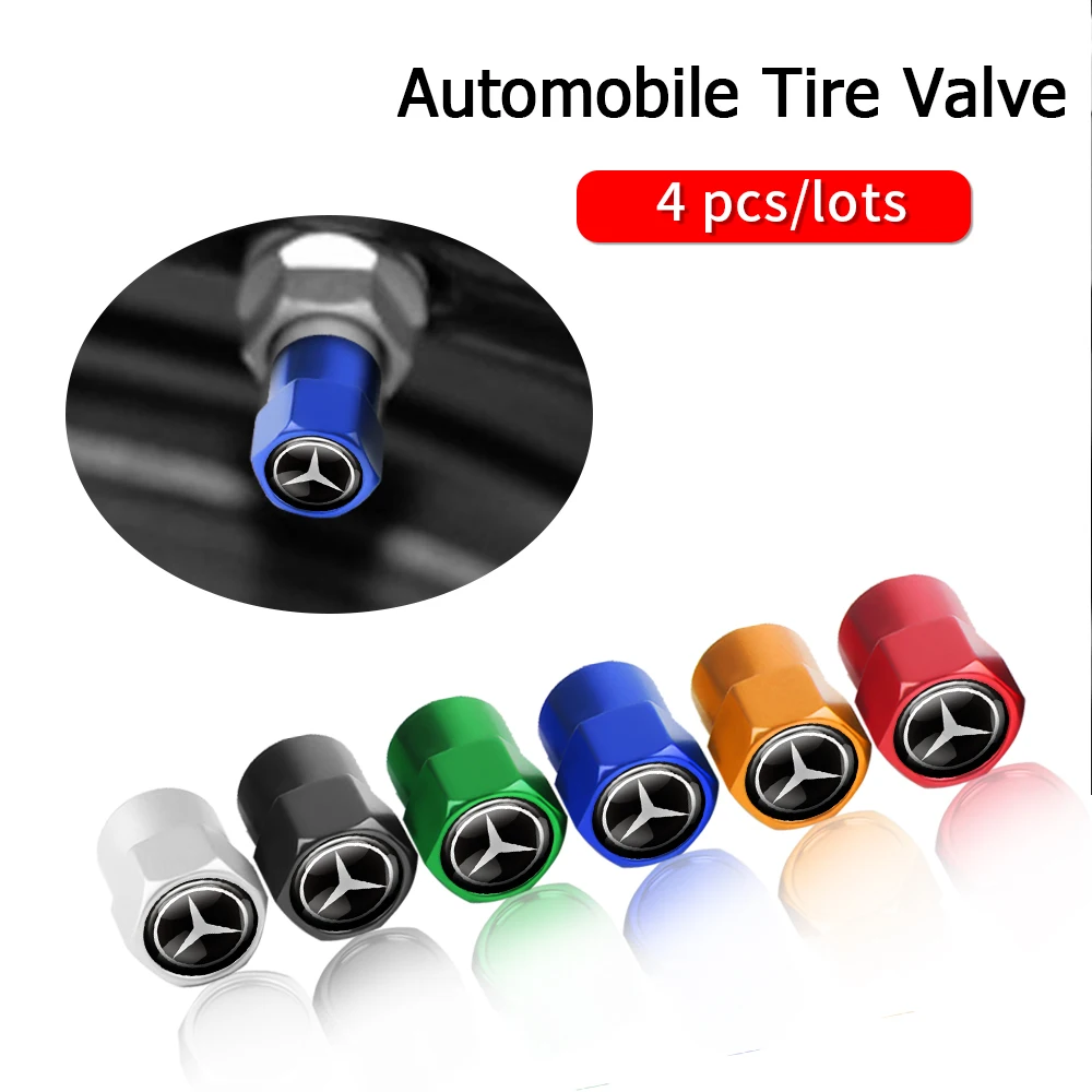 4 шт. Металлические колпачки для воздушных клапанов автомобильных колес, пылезащитная крышка для Mercedes benz A B C E G CLA GLK CLASS AMG W221 W212 W213 W176 W205 W177