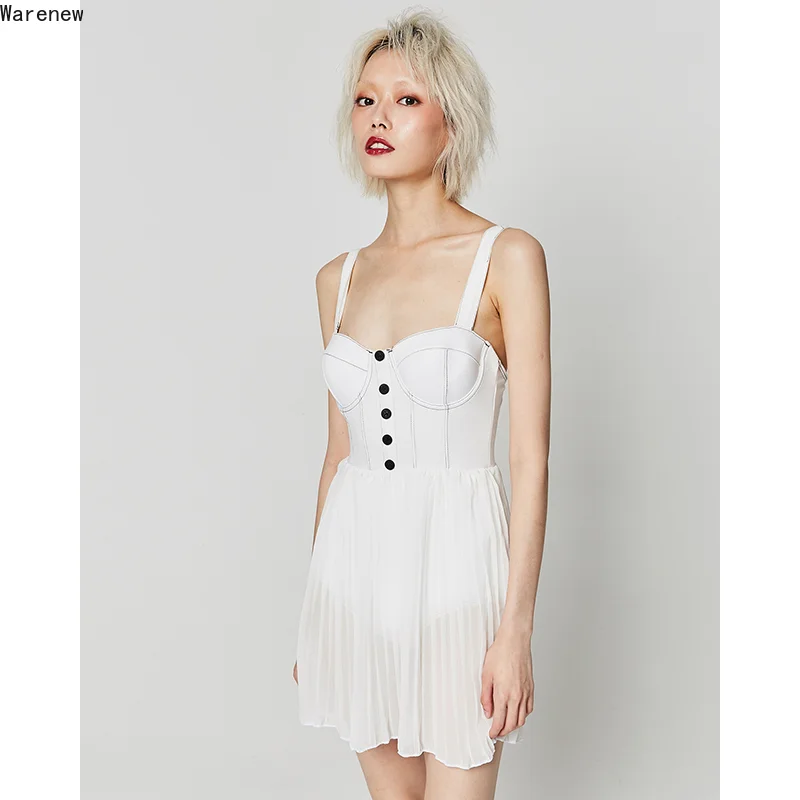 

Women Beach Style Sexy Strapless Solid Color Backless Suspender Dresses 2023 Summer Hotsweet Slim Fit Chiffon Party Club Dress