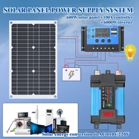 Système d'énergie solaire 6000W Kit complet Panneau solaire + Contrôleur de charge Convertisseur de puissance pour la maison, le camping-car, l'extérieur, alimentation hors réseau 8