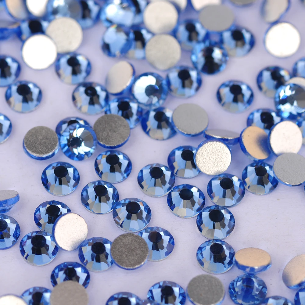 Helle Saphir-Strass-Kristall-Strasssteine, Glas-Kristalle mit flacher Rückseite, runde Nagelsteine für DIY-Tasse und Kleidung – Detail 5